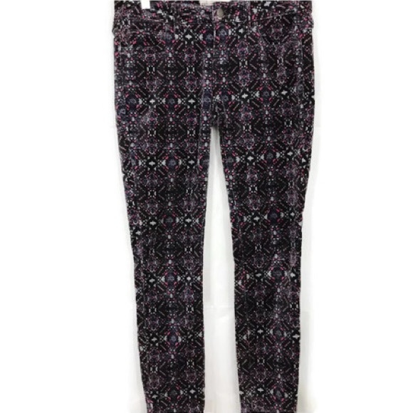 Free People Printed Skinny Ankle Velvet Feel Pants